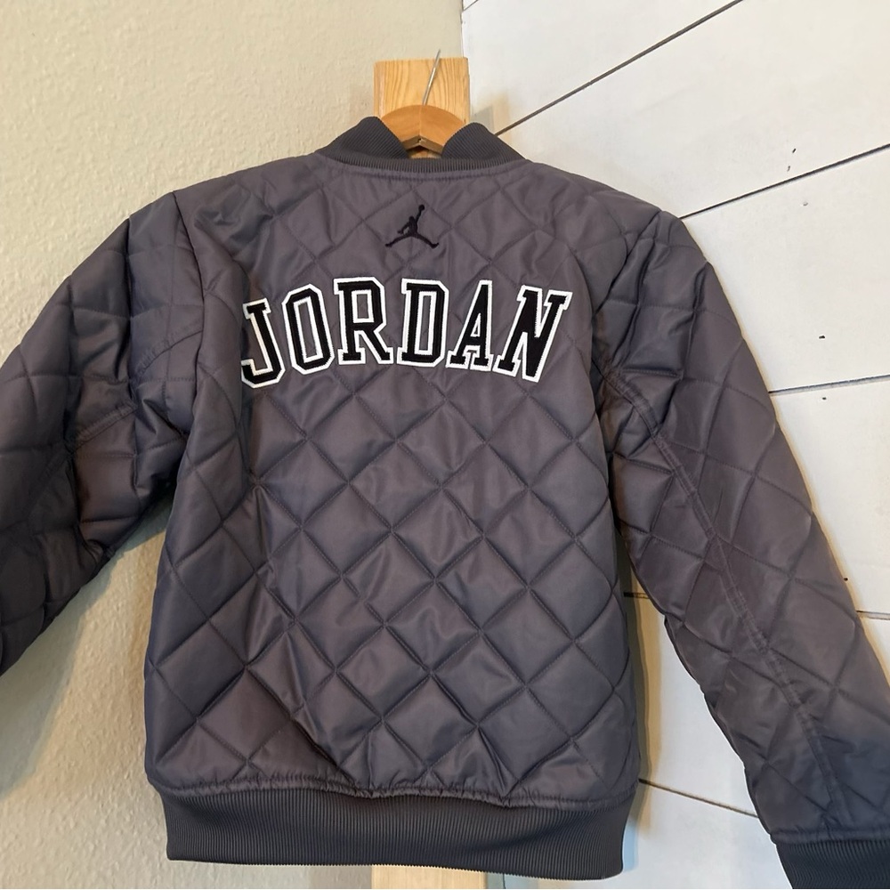 Jordan Gray Bomber Jacket with Quilted Design